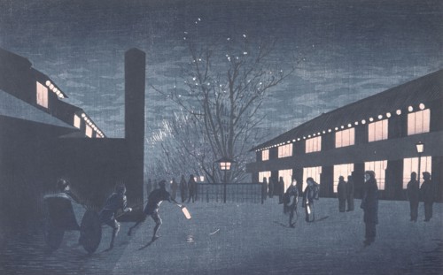 Night View of Cherry Blossoms in Shinyoshiwara, Published in 1880. Creator: Inoue Yasuji.
