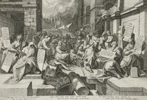 The Adoration of the Shepherds with Six Prophets, 1588. Creator: Jacob Matham.