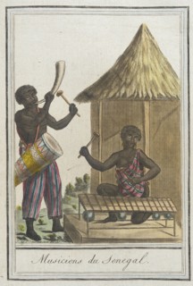 Costumes de Différents Pays, 'Musiciens du Senegal', c1797. Creators: Jacques Grasset de Saint-Sauveur, LF Labrousse.