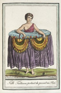 Costumes de Différents Pays, 'Fille Taïtienne Portant des Present au Roi', c1797. Creators: Jacques Grasset de Saint-Sauveur, LF Labrousse.