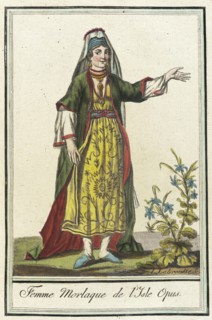 Costumes de Différents Pays, 'Femme Morlaque de l'Isle Opus', c1797. Creators: Jacques Grasset de Saint-Sauveur, LF Labrousse.