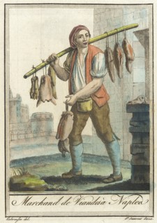 Costumes de Différents Pays, 'Marchand de Viandesà Naplea', c1797. Creators: Jacques Grasset de Saint-Sauveur, LF Labrousse.