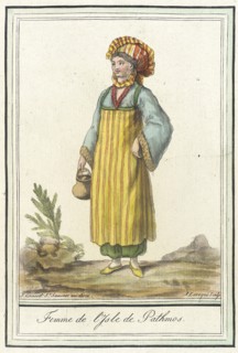 Costumes de Différents Pays, 'Femme de l'Isle de Pathmos', c1797. Creators: Jacques Grasset de Saint-Sauveur, LF Labrousse.