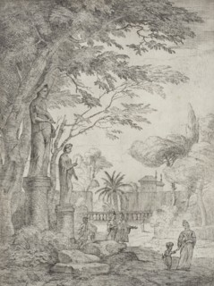Garden Scene with Two Statues (Garden of the Villa Medici), between circa 1710 and circa 1720. Creator: Jan Frans van Bloemen.