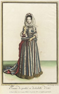 Recueil des modes de la cour de France, 'Femme de Qualité en Deshabillé d'Esté', 1684. Creator: Jean de Dieu.