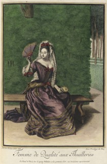 Recueil des modes de la cour de France, 'Femme de Qualité aux Thuilleries', 1686. Creator: Jean de Dieu.