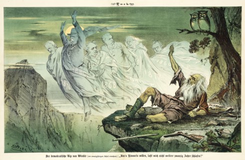 Cartoon from Puck, between 1880 and 1889. Creators: Joseph Keppler, Bernhard Gillam.