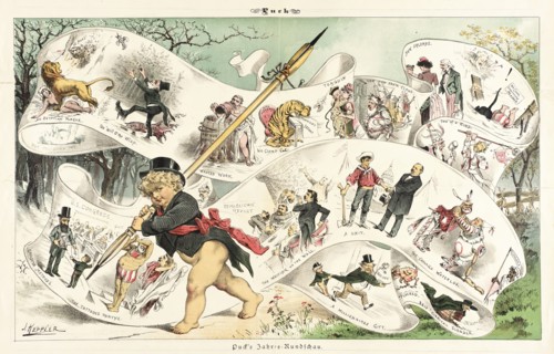 Cartoon from Puck, between 1880 and 1889. Creators: Joseph Keppler, Bernhard Gillam.