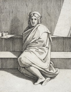 Portrait of Raphael, Seated, between circa 1517 and circa 1519. Creator: Marcantonio Raimondi.