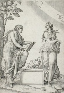 Two Sibyls with Signs of Zodiac, between 1517 and 1520. Creator: Marcantonio Raimondi.