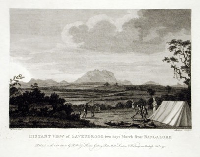 Distant View of Savendroog, Two Days March from Bangalore, 1794. Creator: Robert Home.