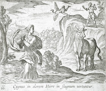 Cycnus and Hyrie, published 1606. Creators: Antonio Tempesta, Wilhelm Janson.