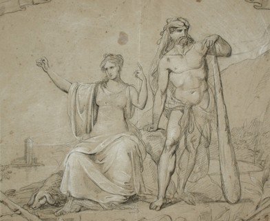 Hercules and Seated Woman, 19th century. Creator: Unknown.