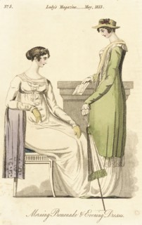 Fashion Plate (Morning Promenade and Evening Dresses), 1813. Creator: Unknown.