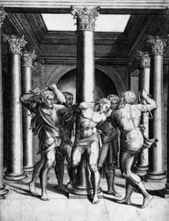 The Flagellation, between 1547 and 1587. Creators: Adamo Scultori, Michelangelo Buonarroti.