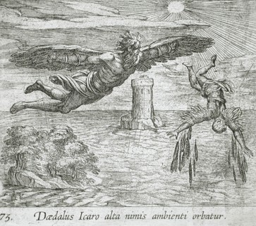 The Fall of Icarus, published 1606. Creators: Antonio Tempesta, Wilhelm Janson.