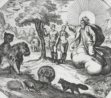 God Forbidding Adam and Eve to Eat of the Tree of Knowledge, 16th century. Creator: Antonio Tempesta.