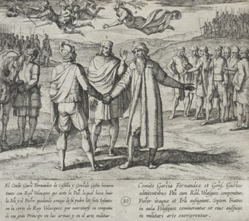 Garci Fernandez and Gonzalo Gustos, Father of the Infantes, Persuade Ruy Velazquez to Make..., 1612. Creator: Antonio Tempesta.