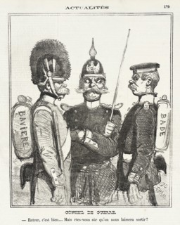 Conseil de guerre. Entrer, c'est bien, mais êtes vous sur qu'on nous laissera sortir, 1870. Creator: Cham.