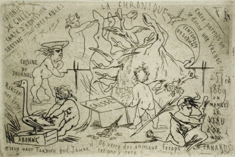 Menu du diner de la Chronique, 1869. Creator: Félicien Rops.