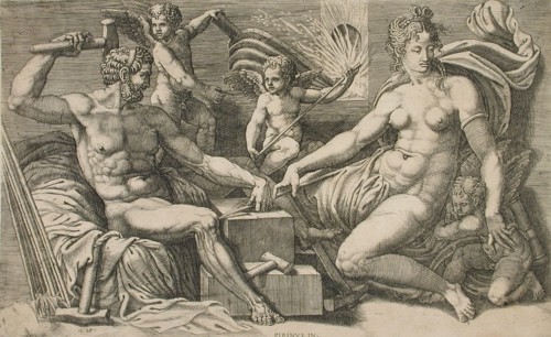 Venus and Vulcan at the Forge, mid-1550s. Creator: Giorgio Ghisi.