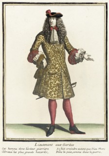 Recueil des modes de la cour de France, 'Lieutenant aux Gardes', Bound 1703-1704. Creator: Henri Bonnart.