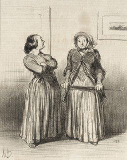 On dit que les jolies femmes sont...demandées.., 1851. Creator: Honore Daumier.
