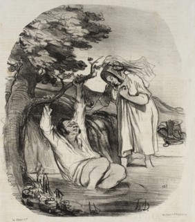 Une Imitation bourgeois du Zéphir de Prudhon, 1847. Creator: Honore Daumier.