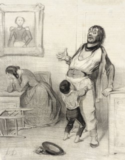 Est-il permis de revenir de Bercy dans un état pareil.., 1843. Creator: Honore Daumier.