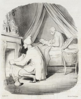 Une nuit agitée, 1847. Creator: Honore Daumier.