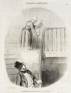 Un locataire qui a eu un oubli le 1er janvier, 1847. Creator: Honore Daumier.