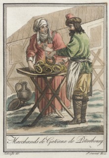Costumes de Différents Pays, 'Marchands de Gateaux de Petersbourg', c1797. Creator: Jacques Grasset de Saint-Sauveur.
