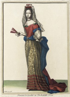 Recueil des modes de la cour de France, 'Femme de Qualité en Deshabillé d'Esté', Bound 1703-1704. Creator: Jean I Leblond.
