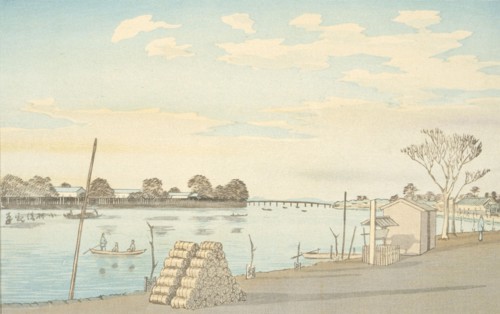 Fujimi Ferry, the River Okawa, 1880. Creator: Kobayashi Kiyochika.