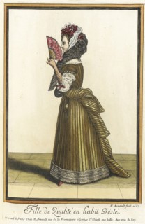 Recueil des modes de la cour de France, 'Fille de Qualité en Habit dÉsté', 1687. Creator: Nicolas Arnoult.