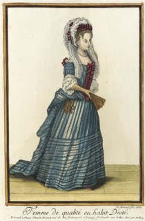 Recueil des modes de la cour de France, 'Femme de Qualité en Habit d'Esté', 1687. Creator: Nicolas Arnoult.