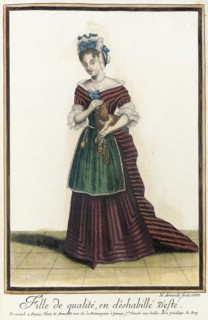 Recueil des modes de la cour de France, 'Fille de Qualité, en d'Eshabillé d'Esté', 1687. Creator: Nicolas Arnoult.