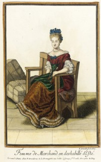 Recueil des modes de la cour de France, 'Femme de Marchand en Deshabillé d'Esté', 1687. Creator: Nicolas Arnoult.