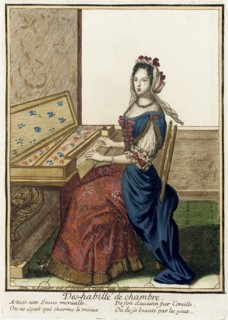 Recueil des modes de la cour de France, 'Des-habillé de Chambre', between c1682 and c1685. Creator: Nicolas Bonnart.