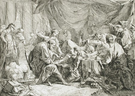 Wounded Antiochus after His Fall Dictating His Will, 1738. Creator: Noël Hallé.