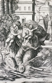 The Death of the Wife of Asdrubal, between c1555 and c1560. Creator: Pierre Woeiriot.