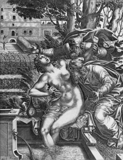 Susanna and the Elders, between c1525 and c1625. Creator: Rene Boyvin.