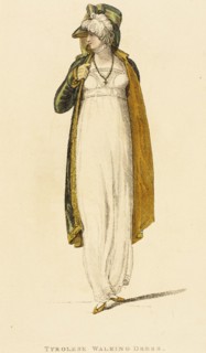 Fashion Plate (Tyrolese Walking Dress), 1809. Creator: Rudolph Ackermann.