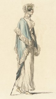 Fashion Plate (Promenade Dress), 1813. Creator: Rudolph Ackermann.