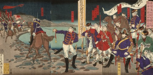 Headquarters at Sentoguchi, Kumamoto, 1877. Creator: Tsukioka Yoshitoshi.