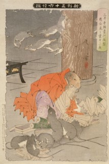 The Wicked Thoughts of the Priest Raigo of Miidera Transform Him into a Rat, 1891. Creator: Tsukioka Yoshitoshi.