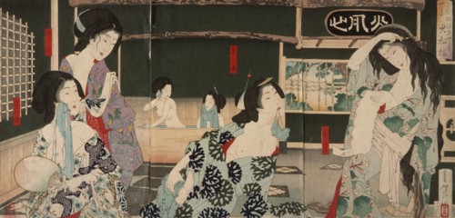 Summer: Women Bathing at the Daishoro, 1883. Creator: Tsukioka Yoshitoshi.