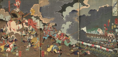 The Death of Yamamoto Dosan at the Great Battle of Kawanakajima, 1866. Creator: Tsukioka Yoshitoshi.