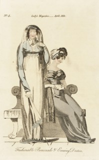 Fashion Plate (Fashionable Promenade and Evening Dresses), 1813. Creator: Unknown.