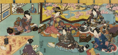 Fashionable Man Entertained in a House of Pleasure, circa 1847-1852. Creator: Utagawa Kunisada.